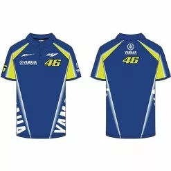 VR46 Clothing Valentino Rossi Yamaha Mens Blue Polo Shirt Official MotoGP Merchandise VR46