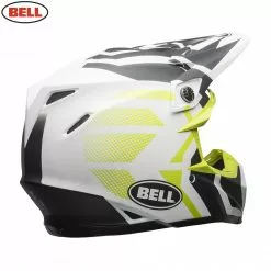 Bell Helmets BELL MX Moto-9 Mips District Matte White/Black/Green Light Motocross Helmet