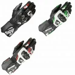 FURYGAN FIT-R2 White/Black/Red/Green Leather Sports Racing Motorbike Gloves Furygan Clothing