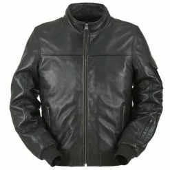 FURYGAN FREDDY Black Motorcycle American Flight Bomber Leather Jacket D30 Armour Furygan Clothing