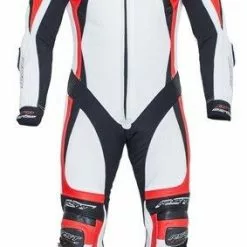 RST Clothing RST PRO SERIES 1840 CPXC II White/Flo Red Leather Motorbike 1PC Racing Suit