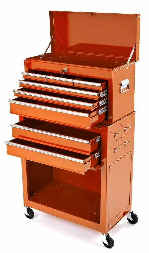 BIKETEK KTM Orange Mechanics Steel Rolling Toolbox Chest & Cabinet Set 4 BIKETEK KTM Orange Mechanics Steel Rolling Toolbox Chest & Cabinet Set