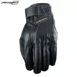 Five EL CAMINO Black Embossed Striped Leather Custom/Cruiser Motorbike Gloves Five Gloves