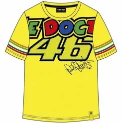 KIDS VR46 T-Shirt Stripes Yellow The Doctor Official Valentino Rossi Merchandise VR46 Clothing