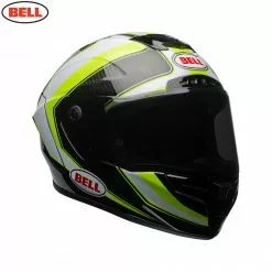 Bell Helmets Bell Street RACE STAR SECTOR White/Hi-Viz Green Carbon Flex Impact Liner Helmet 10 Bell Helmets Bell Street RACE STAR SECTOR White/Hi-Viz Green Carbon Flex Impact Liner Helmet