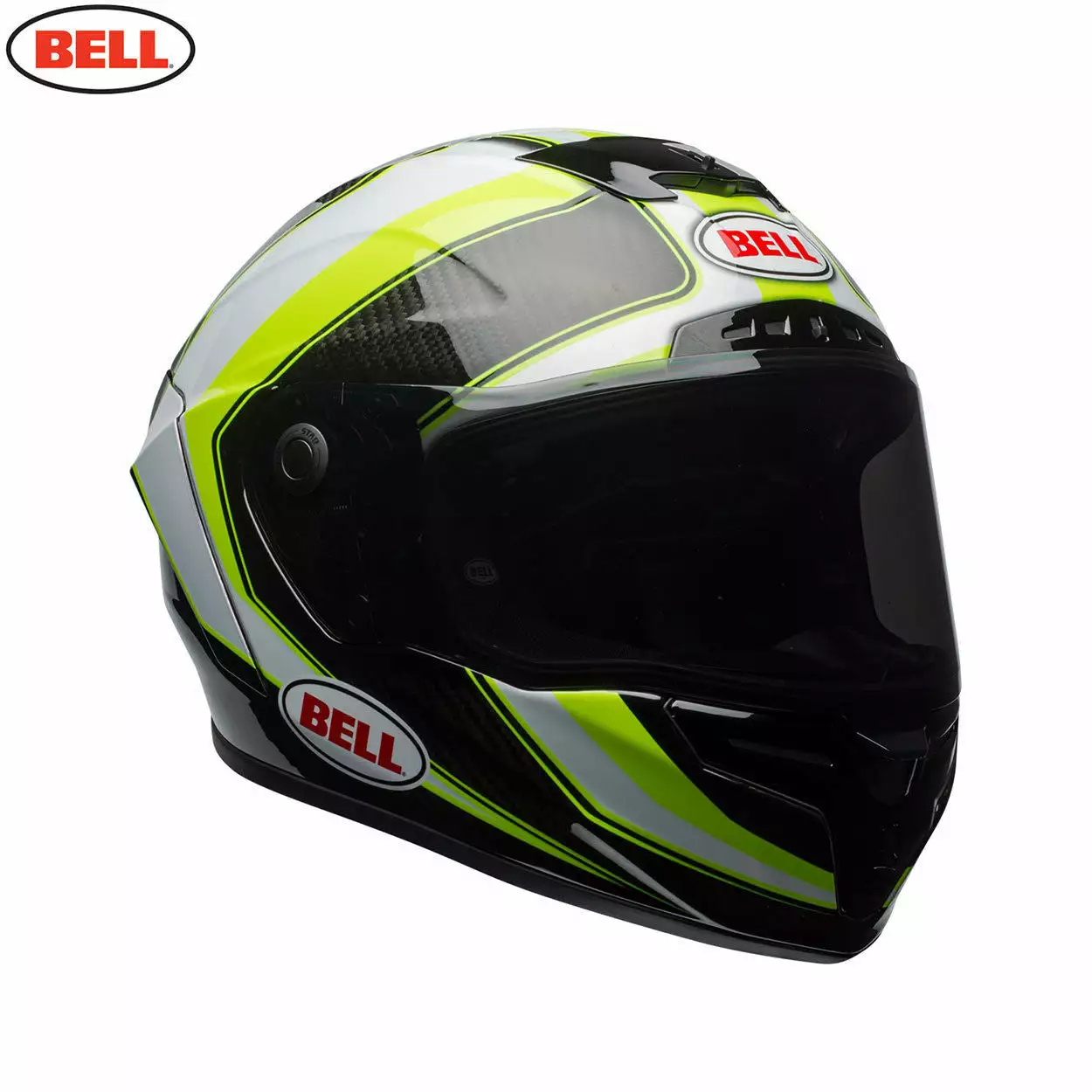 Bell Helmets Bell Street RACE STAR SECTOR White/Hi-Viz Green Carbon Flex Impact Liner Helmet 3 Bell Helmets Bell Street RACE STAR SECTOR White/Hi-Viz Green Carbon Flex Impact Liner Helmet