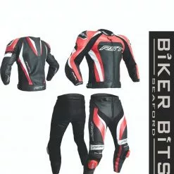 RST Clothing RST TRACTECH EVO 3 Red/Black/White Motorcycle CE Leather Jacket/Trousers 2PC