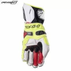 Five RFX Race White/Yellow Motorbike Sports Gloves ADVANCED CARBON Technology Five Gloves