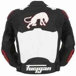 FURYGAN RAPTOR Black/White/Red Waterproof Leather Motorbike Sports Range Jacket
