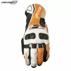 Five RFX4 Replica Adult Motorbike Leather Race Gloves KTM Orange/Yellow/Blue