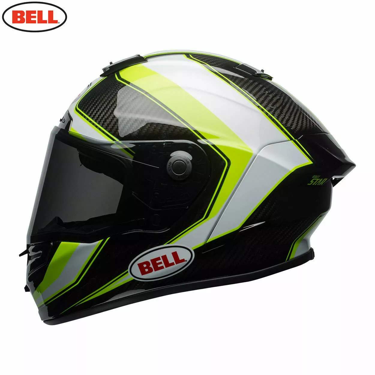 Bell Helmets Bell Street RACE STAR SECTOR White/Hi-Viz Green Carbon Flex Impact Liner Helmet 1 Bell Helmets Bell Street RACE STAR SECTOR White/Hi-Viz Green Carbon Flex Impact Liner Helmet