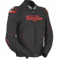 FURYGAN RAPTOR Black/Ducati Red Waterproof Leather Motorbike Sports Jacket