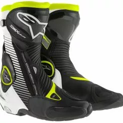 5% OFF Alpinestars SMX PLUS Black/White/Fluo Yellow Motorcycle Sports Boots Alpinestars Boots
