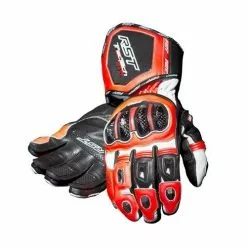 RST TRACTECH EVO Flo Red Motorbike CE Leather Sports Gloves