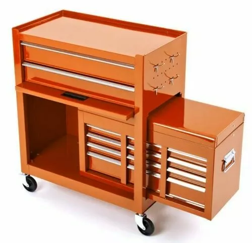 BIKETEK KTM Orange Mechanics Steel Rolling Toolbox Chest & Cabinet Set 5 BIKETEK KTM Orange Mechanics Steel Rolling Toolbox Chest & Cabinet Set