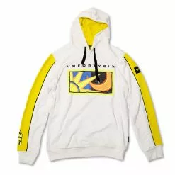 VR46 VR46 Clothing Valentino 46 Rossi Mens White Fleece Hoody/Hoodie Official MotoGP Merchandise