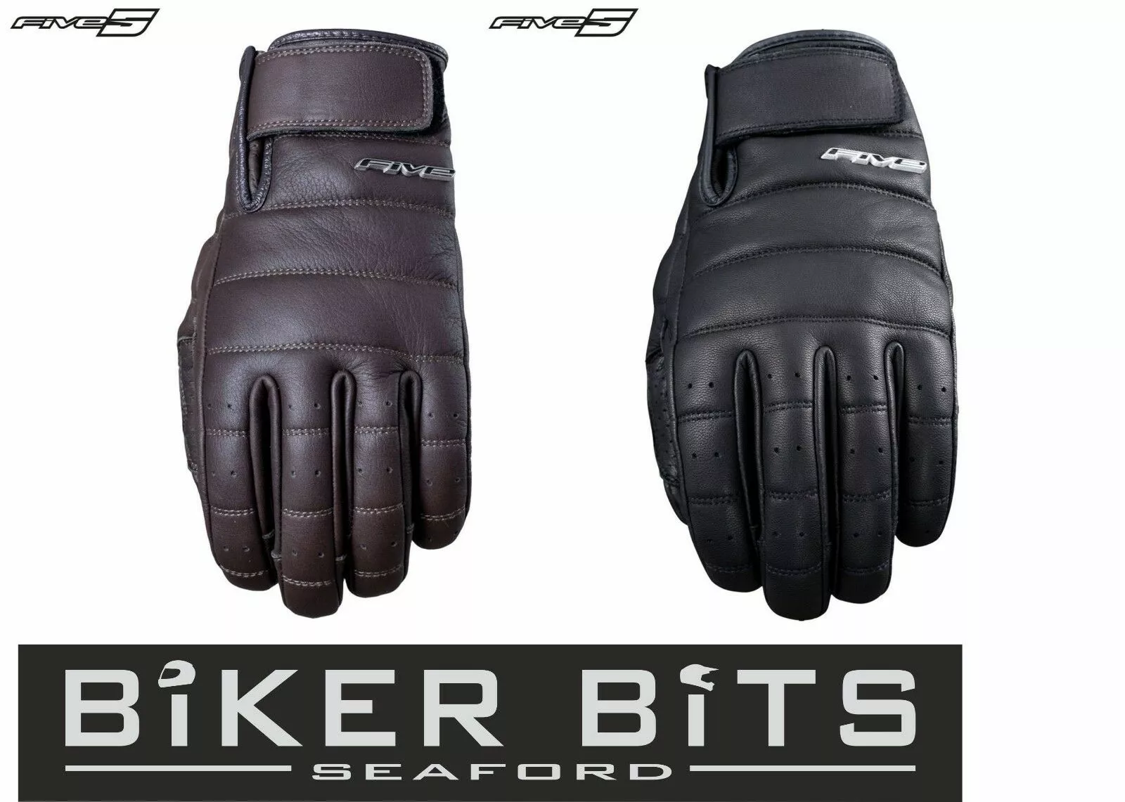 Five CALIFORNIA Brown/Black Quilted & Topstitched Leather Motorbike Gloves Five Gloves 3 Five CALIFORNIA Brown/Black Quilted & Topstitched Leather Motorbike Gloves Five Gloves